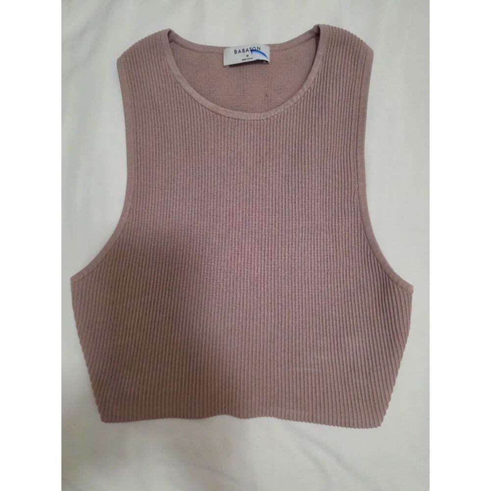 mauve-colored Babaton Sculpt Knit cropped tank M